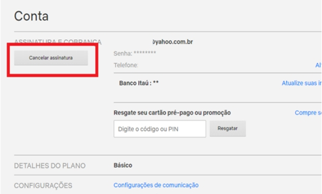 cancelar a assinatura da Netflix